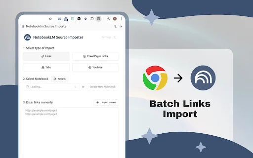 Notebooklm Source Importer ডাউনলোড করুন – AI চ্যাট এক্সপোর্ট - Screenshot 1