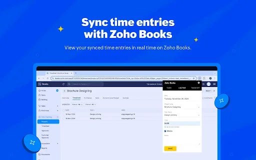 Zoho Books Timer ডাউনলোড করুন – প্রজেক্ট টাইম ট্র্যাকিং টুল - Screenshot 3